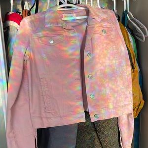 Pink denim jacket size large